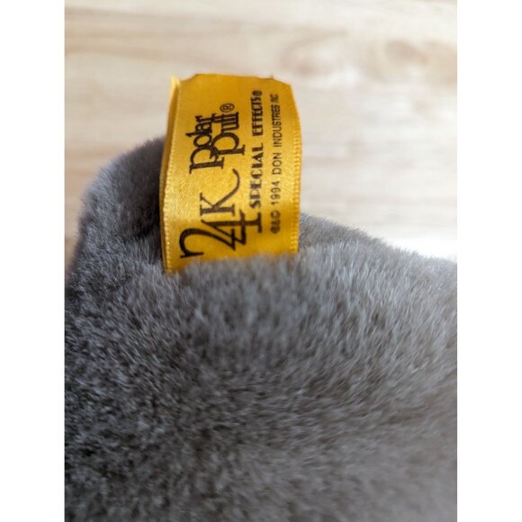 90s 24K Polar Puff Special Effects 8" gray stuffed elephant trunk up good luck - Picture 4 of 6
